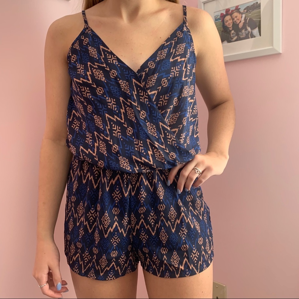 Forever 21 Navy Printed Romper
